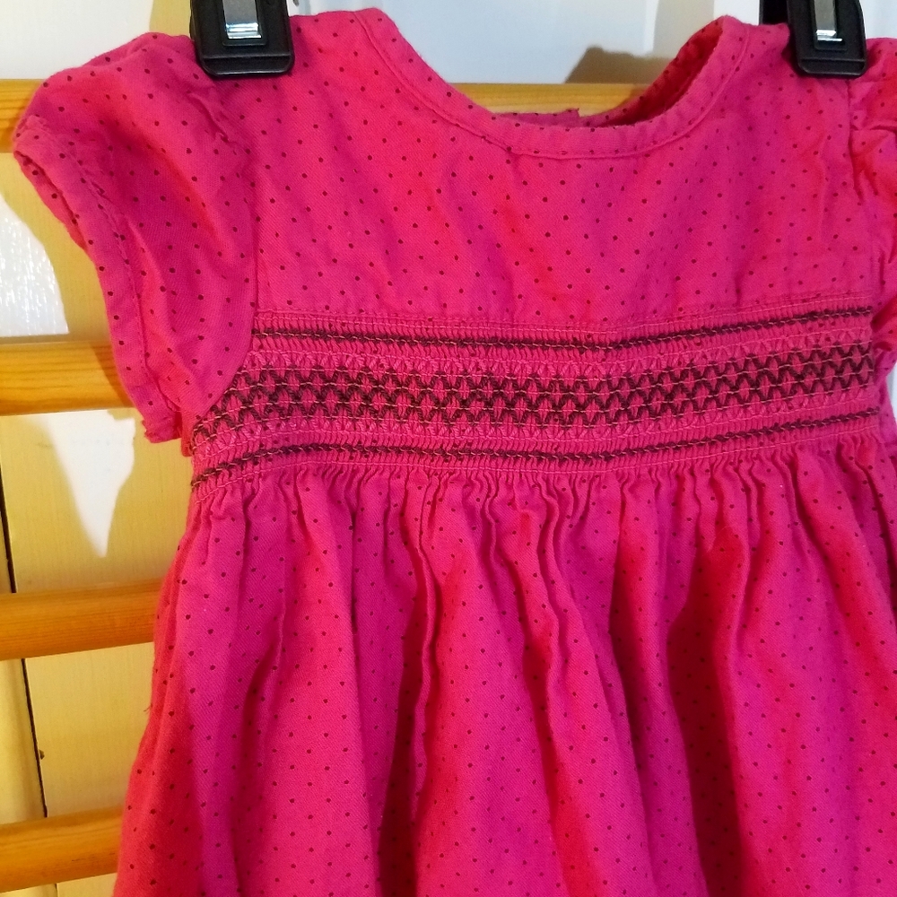 Carter's 24 Raspberry Polka Dot Smocked Dress 2t